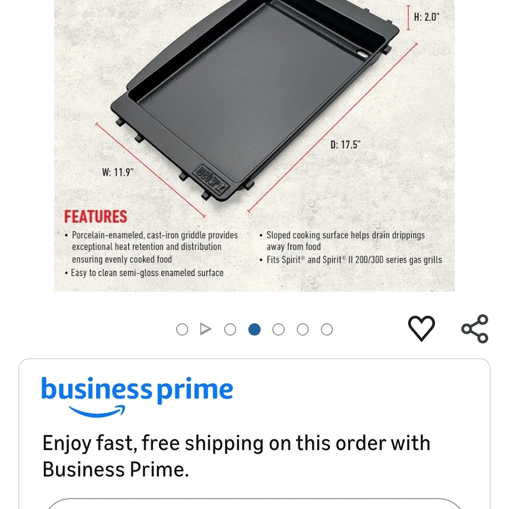 Porcelain-Enameled Cast-Iron Griddle for Spirit II Grills